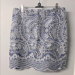 LOFT Embroidered Mini Pencil Skirt